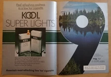 Kool Super Lights Cigarettes & 1979 Ford Thunderbird, Wolfschmidt 1978 Print Ads