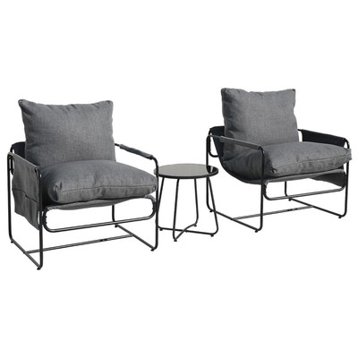 Sling Accent Chairs with Arm Metal Framed Leisure Chair with Storage Bag