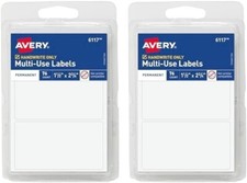 Avery Multi-Use Permanent Labels, 1.5" x 2.75", White, Non Printable Pack of 2