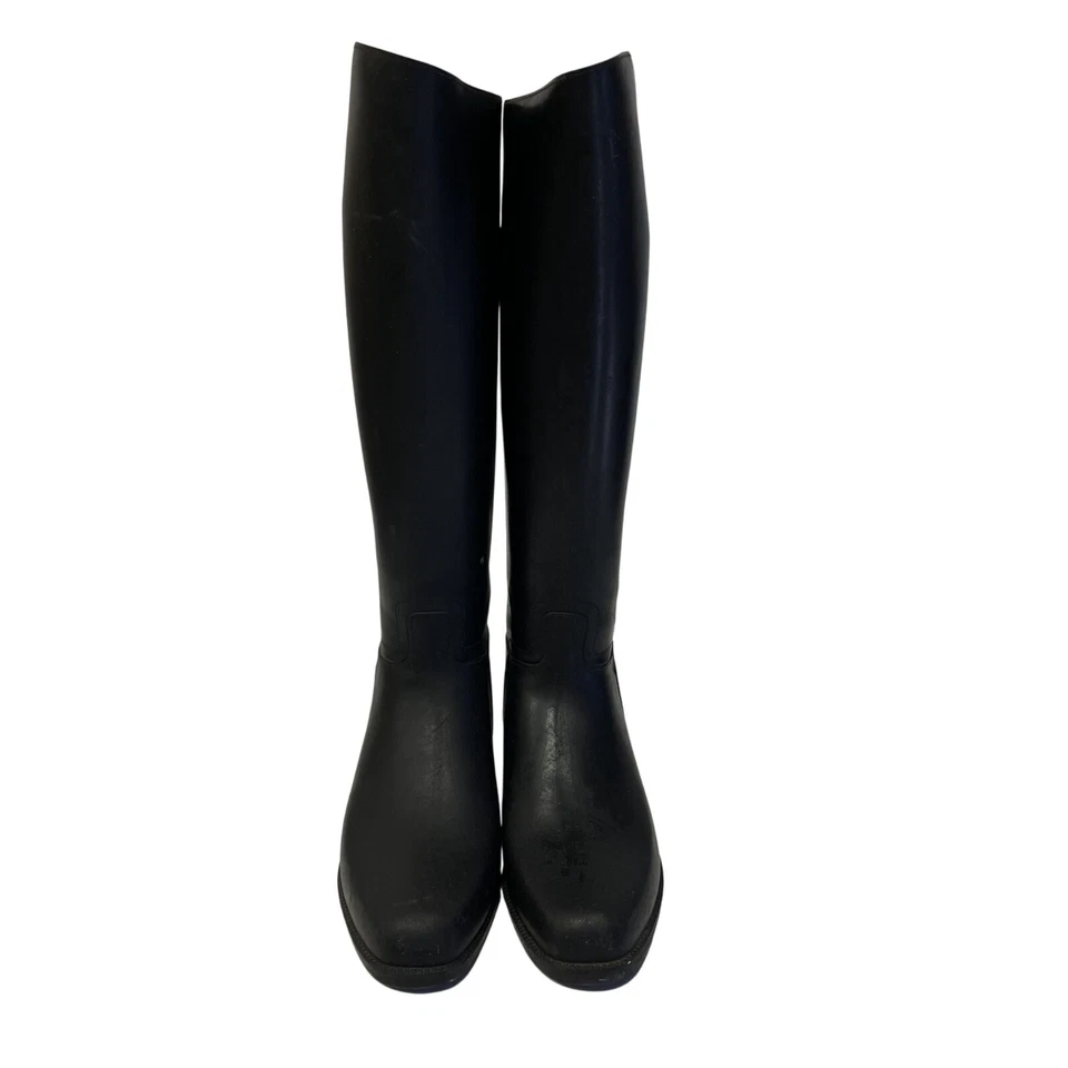 Vtg Finland Women Equestrian TALL Horse Riding Black RUBBER Dress Boots 41 US 9 - Image 3 of 4