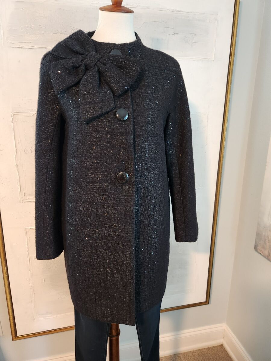 NWT Kate Spade Black Sequin Dorthy Bow Jacket Coat Size 2 | eBay NWT Kate Spade Black Sequin Dorthy Bow Jacket Coat Size 2 | eBay
