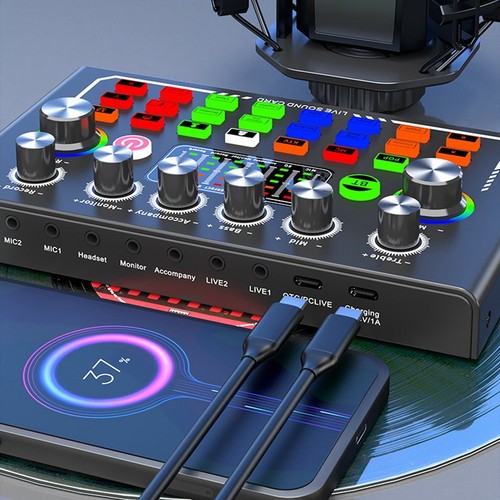F009 Audio Mixer Live Carte Son avec Effets de Mixage DJ et Équipement de S9739 - Afbeelding 8 van 10