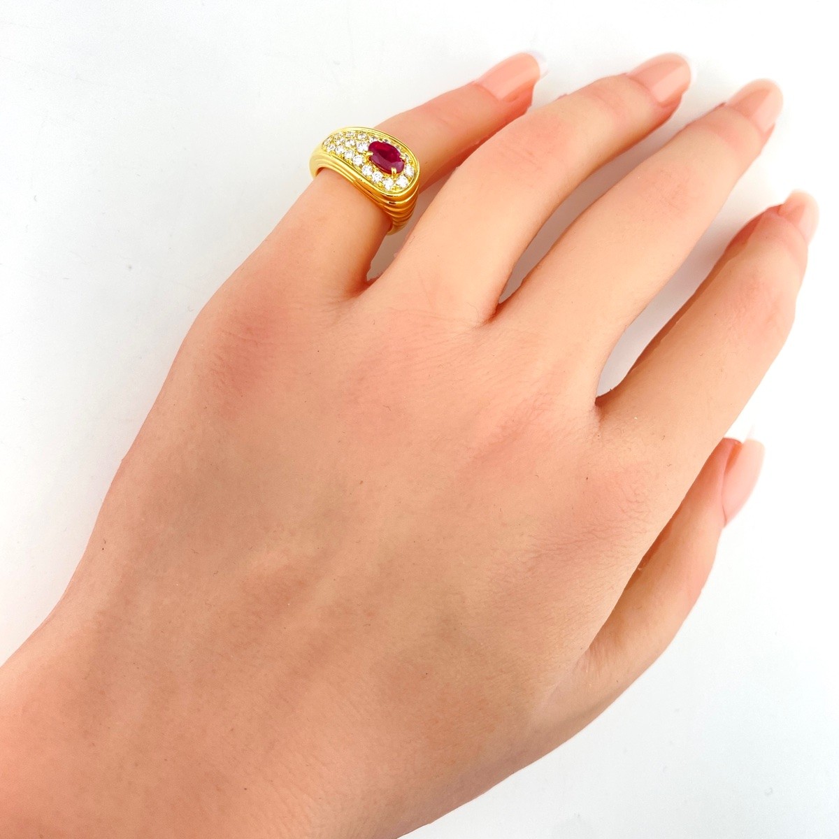 Queen ruby design ring YG YellowGold ring melee d… - image 3