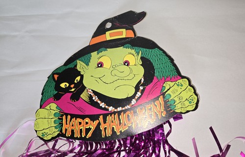 Vintage Halloween Witch & Cat Streamers Door Decor 2.5 Ft~SPARKLE - Picture 2 of 5