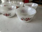 Vintage Fire King Milk Glass Primrose  Small Floral Custard Cup set of 6