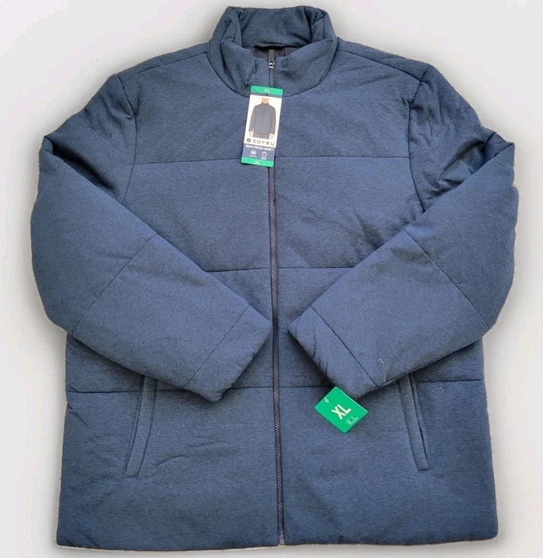 Soybu men's puffer jacket XL blue stand up collard super soft lined NWT