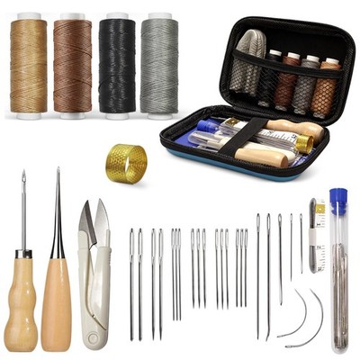 Leather Sewing Kit Heavy Duty Hand Stitching Tools Waxed Thread Needles Repair