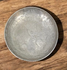 VERY RARE - Vintage Art Deco ARTHUR ARMOUR Aluminum World Map BOWL Mid Century