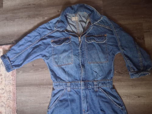 Vintage We The Free People Coverall Overall Jumpsuit Denim Jeans Small Zip Up - Picture 2 of 8