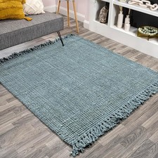 JONATHAN Y Handwoven Jute Fringe Light Blue/Gray 5x5 Square Area Rug Pata