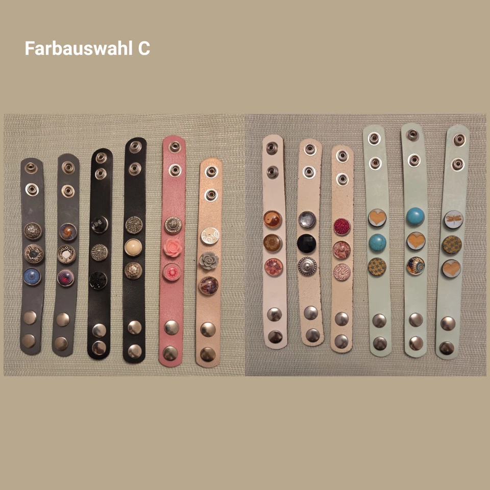 Chunk „Click Button“ Armbänder – 5x Lederarmband mit 3 Buttons – Mengenrabatt! - Bild 3 von 4