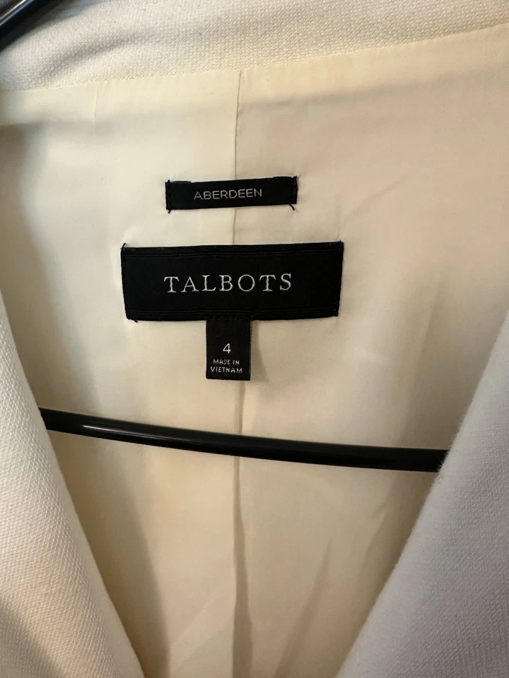 Chaqueta Blazer Talbots Mujer Aberdeen Talla 4, Blanca Con Borde Negro Foto 2 de 3