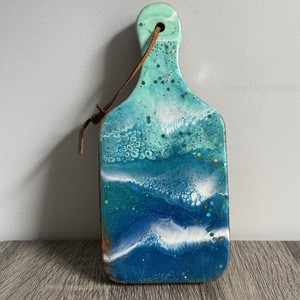 Letitflostudio Ocean Resin Art Wood Serving Charcuterie Board