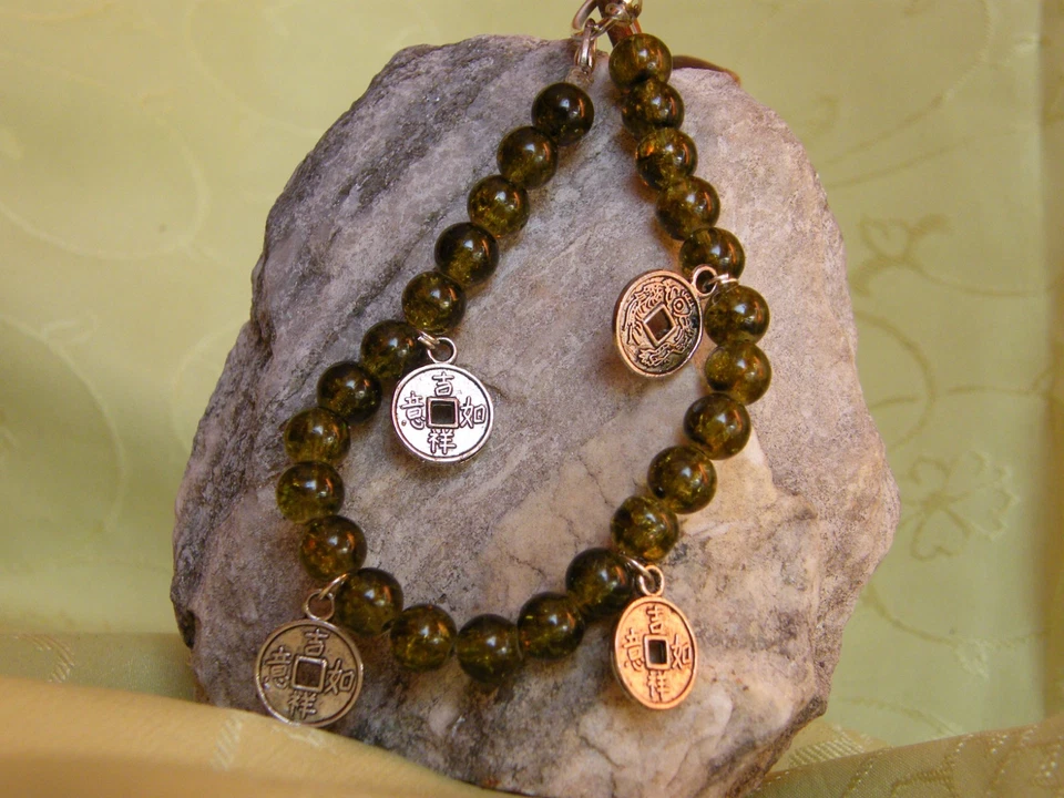 Glasperlen mit Ø 8 mm Glücksmünzen I-Ching-Münzen für Gesundheit und Wohlstand