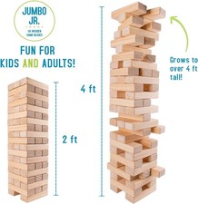 Giant Tumbling Timber Toy Jumbo JR. Wooden Blocks 56 Pieces Tower Game