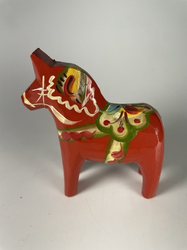 Vintage Dala Horse Hand Crafted by Grannas Olssons Origins Tag 3" Sweden Wooden