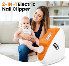 2 in 1 Rechargeable Electric Nail Trimmer Polisher LED Light Baby Adult Safe