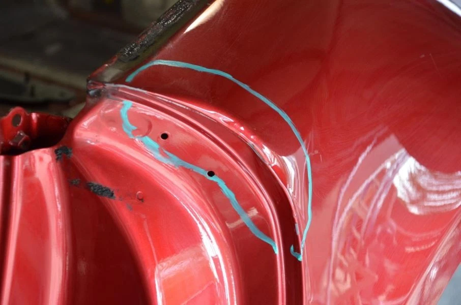 Panel cuarto trasero izquierdo conductor rojo Mazda Mx-5 Miata ND 2016-2022 Foto 4 de 4