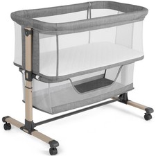 Portable Adjustable Baby Bassinet Bedside Sleeper - Breathable Grey