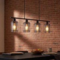 HäNgelampe Pendelleuchte Wohnzimmerlampe 4 Flammig Glas Gitter Led H 120 Cm
