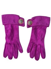 Vintage Gianni Versace Fuchsia Suede Jewelry Button Gloves, Size M