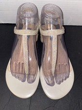 Betsy Johnson Cream Clear Rhinestone Sandals Pearls Size 7 Party