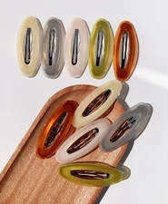 10 Pieces 3.2 Inch Big Oval Shape Women Hair Clips Metal Acrylic Resin No Sli...