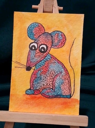 Original ACEO Art Card MY Zen-Doodle Mouse Design