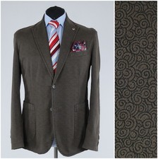 Mens Italian Blazer 42R UK Size MULISH Brown Cotton Sport Coat Floral Jacket