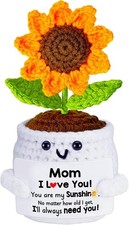 Valentines Day Gifts for Mom from Daughter Son, Handmade Crochet Sunflower Doll