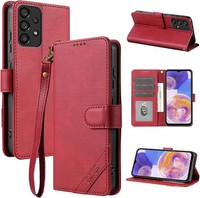 HandyhüLle KlapphüLle PU Leder Rot Wallet Flip Case Mit Kartenhalter FüR Galaxy