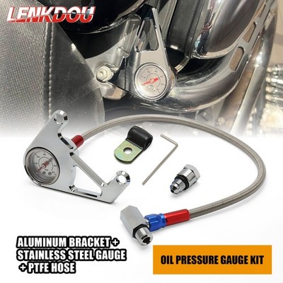 For Harley 1999-2017 Twin Cam Touring Softail Dyna Oil Pressure Gauge Kit Chrome