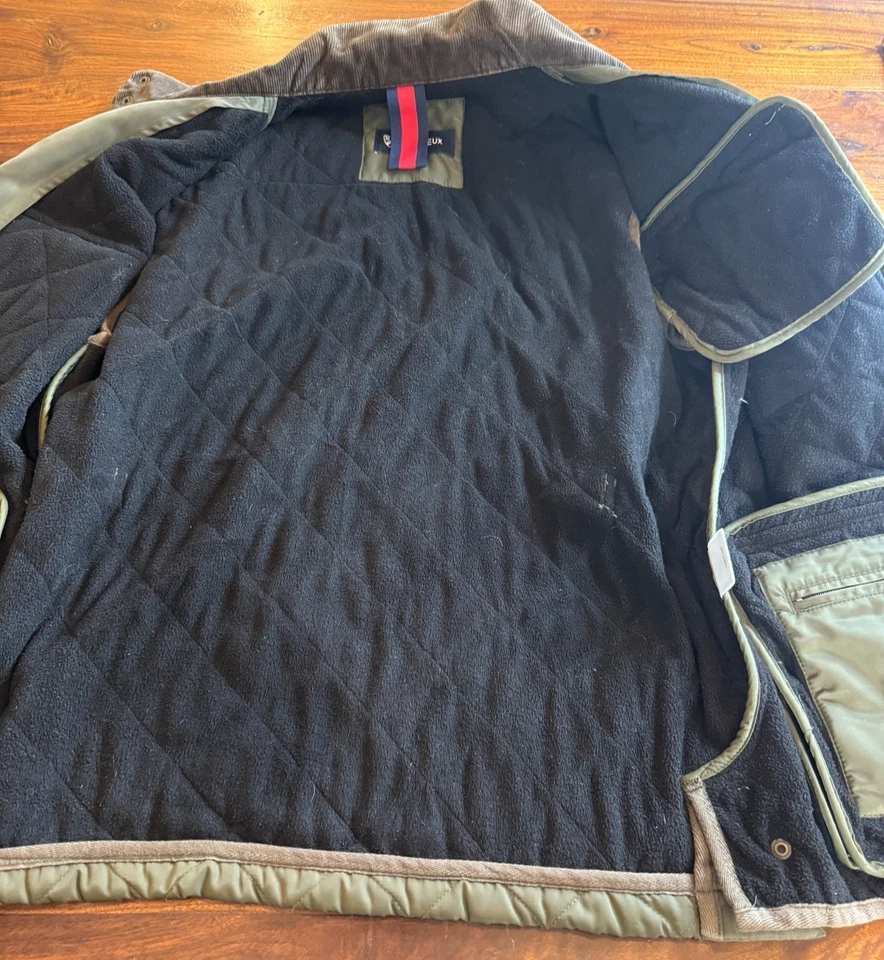 Chaleco Daniel Cremieux Para Hombre Mediano Verde Oliva Acolchado Vellón Forrado Lana Acentos Foto 3 de 4