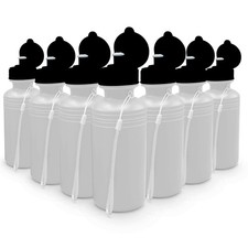 Sports Water Bottles Bulk 12 Pack 18 Oz Squeeze Reusable Plastic White School