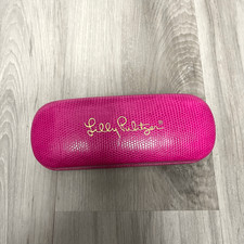 Lilly Pulitzer Pink Hard Clamshell Sunglasses Case with Blue Velvet Interior