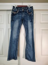 Grace in LA Women's Stretchy Boot Cut Jeans with Embroidered Pockets Size 30
