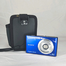 Sony Cyber-shot DSC-W330 14.1MP Blue Camera 4x Zoom Battery Case USB Tested