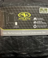 Boys Athletic Works Thermal Underwear Set XL 14-16 Black Geometric NWT NEW