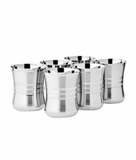 Stainless Steel Handmade Tumbler Serving Water Glass - 6 Pieces, Silver, 300 ml