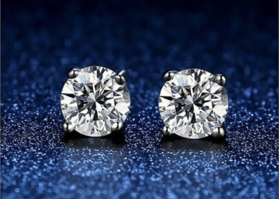 4,00 ct Rundschliff Lab Created VVS1/D Ohrstecker 14 K Weißgold 8 mm Push Back