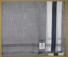 UNGARO Stripe Gray Japan limited Scarf Handkerchief 48cm /WAKABAY