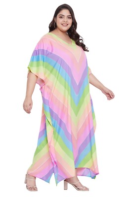 Rainbow Maxi Dress Kaftan Plus Size Maxi Cover-Up Summer Sundress Beach  Caftan | eBay