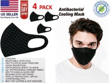 1PCS or 4PCS Cooling Unisex Adult Fashion Black Face Masks Reusable Washable SQU