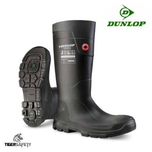 Dunlop Purofort Field Pro Black Foamed PU Steel Toe Cap Safety Wellington Boots - Afbeelding 1 van 1