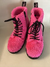 DR. MARTENS 1460 Pascal J Tinsel Fur Boots Kid's Size 2 Clash Pink