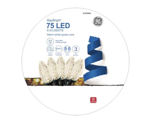 🔥NEW GE StayBright 75-Count 37-ft Constant White C9 LED Christmas String Light - 第 1/7 張圖片