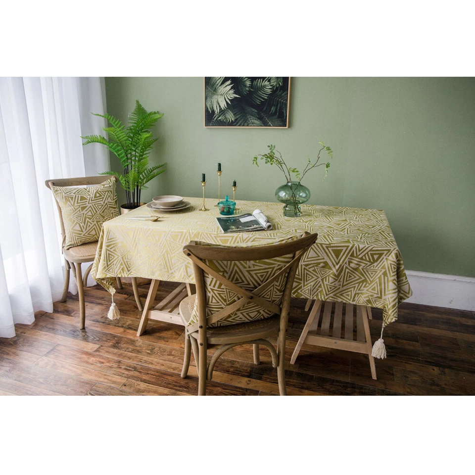 Tablecloth Jacquard Tassels Table Cloth Cover Desk Kitchen Dinner Party Decor - Image 3 of 4