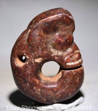 2.2" Old Chinese Hongshan Culture Jade Carving Pig Dragon Statue Pendant