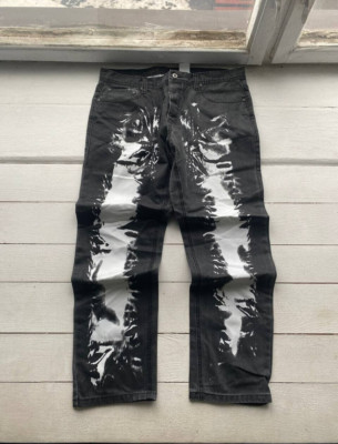 Rare Avant Garde Opium Gothic painted Skull Hardy Style Gray Denim Jeans
