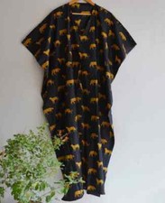 Indian Vintage 100% Cotton Long Beach Maxi Kaftan Dress One Size Caftan Kimono